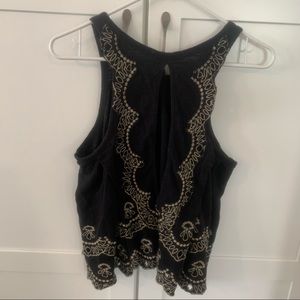 Free people open back lace tank top